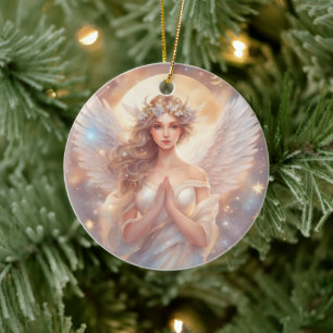 Schutzengel, wasserfarben pastell Gemälde Ceramic Ornament