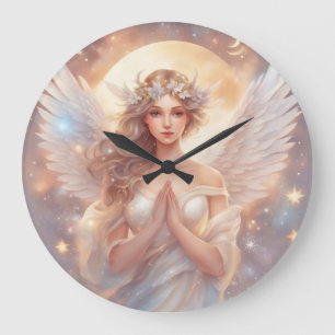 Schutzengel, wasserfarben pastell Gemälde Large Clock