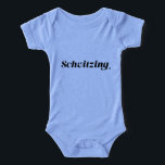 Schvitzing Yiddish Humour<br><div class="desc">Cute baby bodysuit for a girl or boy with the most perfect summer Yiddish expression,  "Schvitzing" (Sweating) printed on the front. Ideal for a day at the beach,  schlepping around the city or roaming the Catskills!</div>