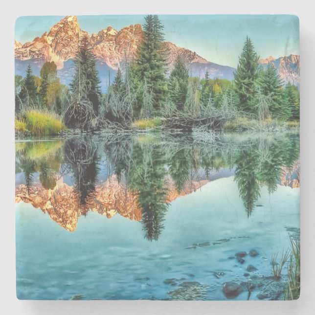 Schwabacher's Landing and Beaver Pond Stone Coaster (Front)