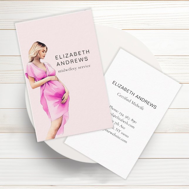 Schwangere, schlicht-moderne watercolor business card (Creator Uploaded)