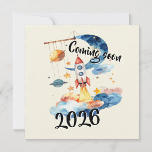 Schwangerschaft verkünden 2026 Rakete Weltraum  Holiday Card