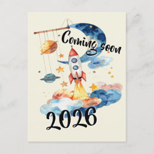 Schwangerschaft verkünden 2026 Rakete Weltraum Postcard