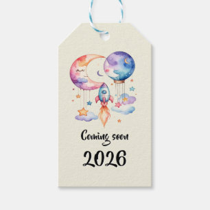 Schwangerschaft verkünden Aquarell Heißluftballon Gift Tags