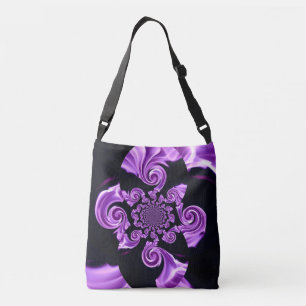 Schwarz Lila Ornamente Crossbody Bag