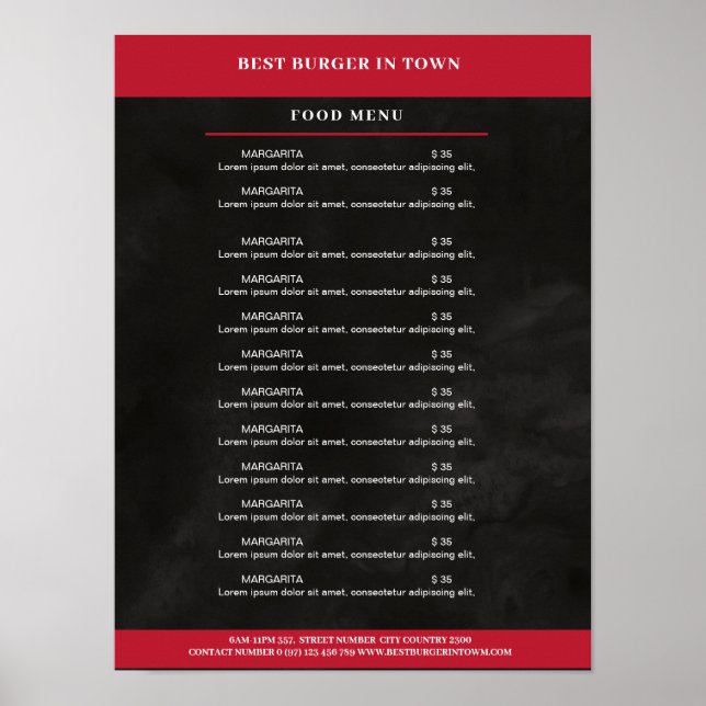 Schwarz, Rot Preislisten Poster (Front)