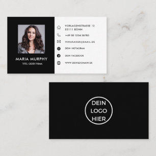 Schwarz Weiß Visitenkarte Mit Foto/Logo Business Card