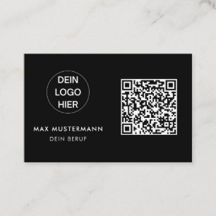 Schwarz Weiß Visitenkarte mit Logo und QR Code Business Card