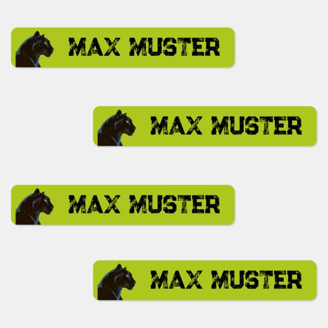 Schwarzer Panther - 96 schmale Kinderetiketten (Group)