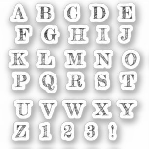 Schwarzes Buchstaben Alphabet Aufkleber