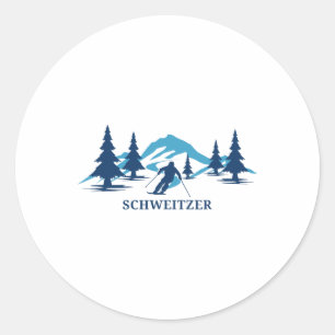 Schweitzer Idaho Ski Resort Skiing Skier Classic Round Sticker