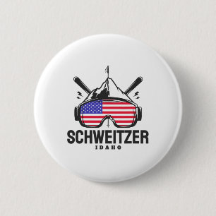 Schweitzer Idaho Usa Ski Retro Skiing 6 Cm Round Badge