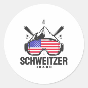 Schweitzer Idaho Usa Ski Retro Skiing Classic Round Sticker