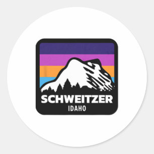 Schweitzer Mountain Idaho Skiing Snowboarding Fami Classic Round Sticker
