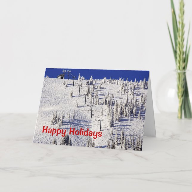 Schweitzer Mountain Ski Chairlift, Christmas Holiday Card (Front)
