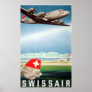 " Schweiz: 1948 - SWISSAIR Werbe Reise ...  Poster