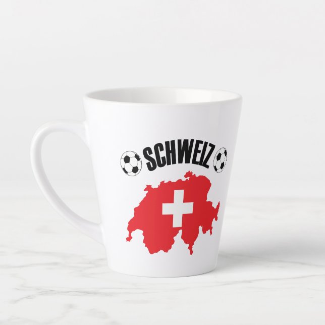 Schweiz Fussball Switzerland Map Latte Mug (Left)