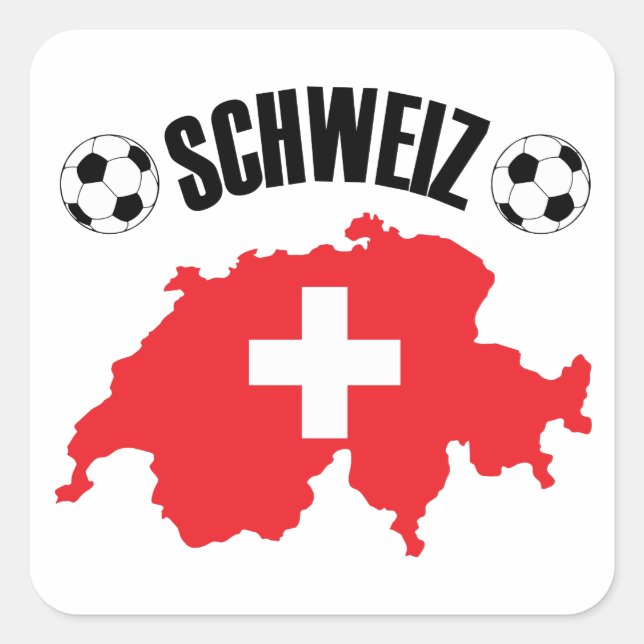 Schweiz Fussball Switzerland Map Square Sticker (Front)