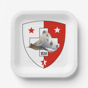 Schweiz Suisse Svizzera Svizra Switzerland Teller Paper Plate