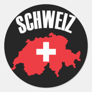 Schweiz Switzerland Map Flag Classic Round Sticker