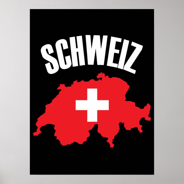 Schweiz Switzerland Map Flag Poster (Front)