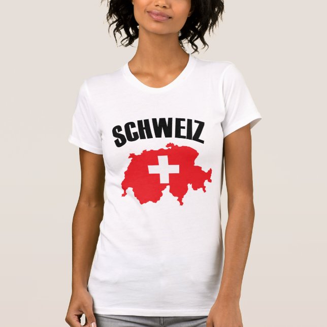 Schweiz Switzerland Map Flag T-Shirt (Front)