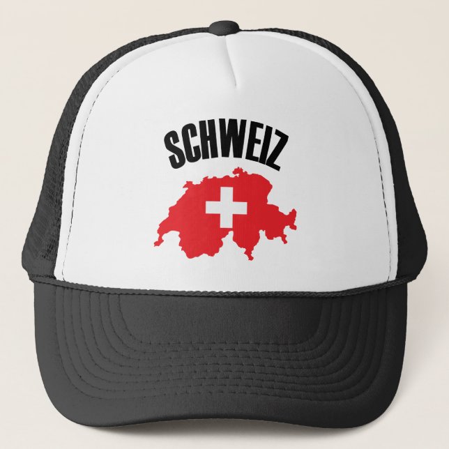 Schweiz Switzerland Map Flag Trucker Hat (Front)