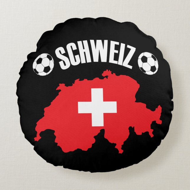 Schweiz Switzerland Map Soccer Round Cushion (Front)