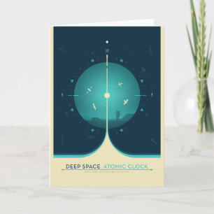 Sci-Fi Ad, Blue Atomic Clock, Deep Space Card