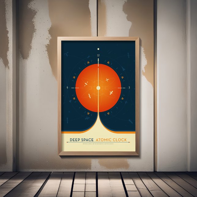 Sci-Fi Ad, Orange Atomic Clock, Deep Space Photo Print (Creator Uploaded)