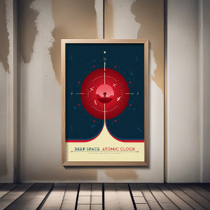 Sci-Fi Ad, Red Atomic Clock, Deep Space Photo Print