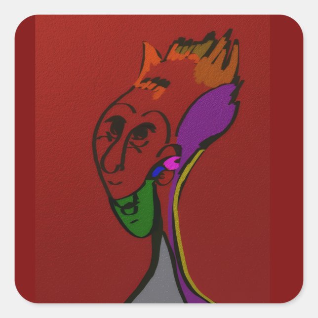 Sci-fi Alien Elder Leader Square Stickers (Front)