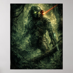 Sci-Fi Alien Hunter Jungle Warrior Poster