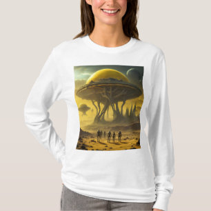Sci-Fi Alien World View Planet Ufo Tower T-Shirt
