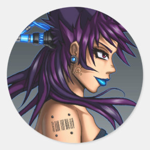 Sci-Fi Anime Girl Classic Round Sticker