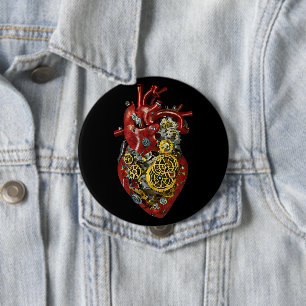 Sci Fi Art Steampunk Human Heart Anatomy  10 Cm Round Badge