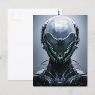 Sci fi Assassin Cyberpunk Hunter Droid Postcard