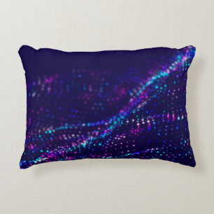 Sci-fi background. Digital wave with many particle Decorative Cushion