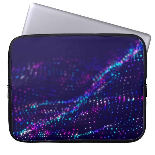 Sci-fi background. Digital wave with many particle Laptop Sleeve (Front)