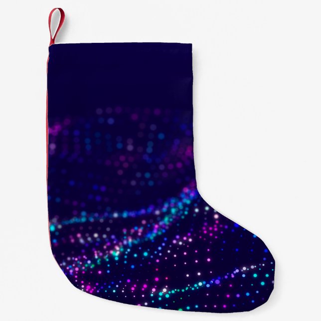 Sci-fi background. Digital wave with many particle Small Christmas Stocking (Front)