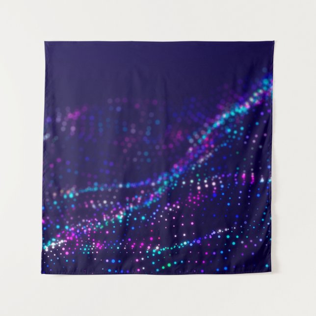 Sci-fi background. Digital wave with many particle Tapestry (Front)