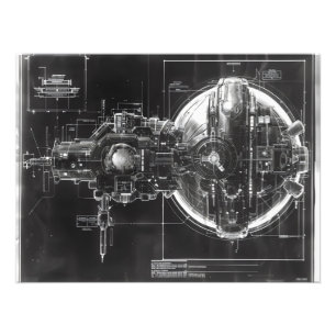 Sci-Fi Base Black Diagram Photo Print