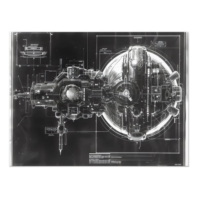 Sci-Fi Base Black Diagram Photo Print (Front)