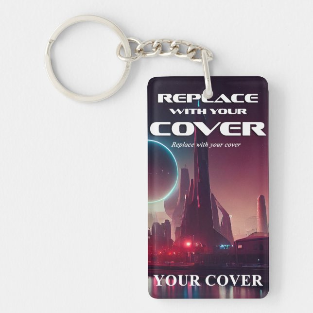 Sci Fi Book Cover & Quote Personalised Author Swag Key Ring (Front)