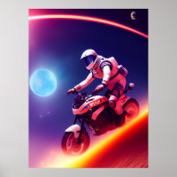 Sci-Fi Digital Wall Decor, Futuristic Biker
