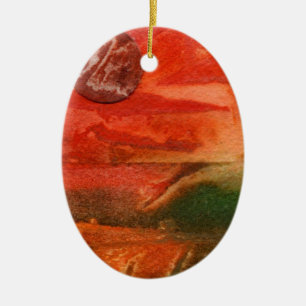 Sci-fi dying sun in a red sky over alien world ceramic ornament