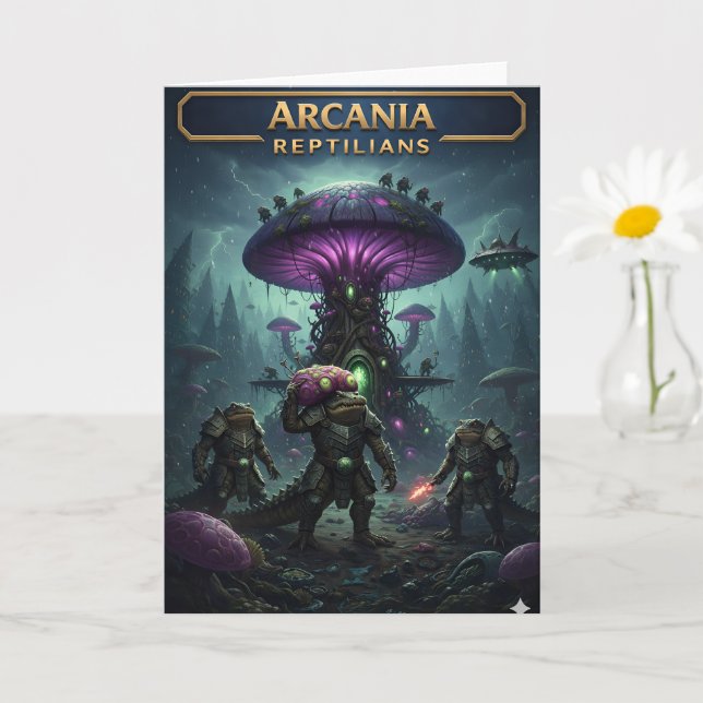 Sci-fi fantasy battle greeting card (Small Plant)