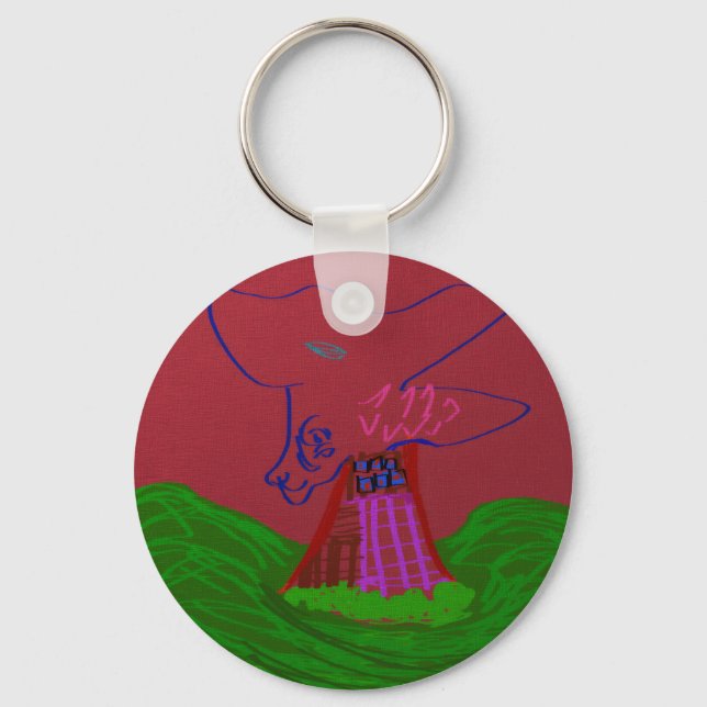 Sci-fi Fantasy Creature Landscape Keychain (Front)