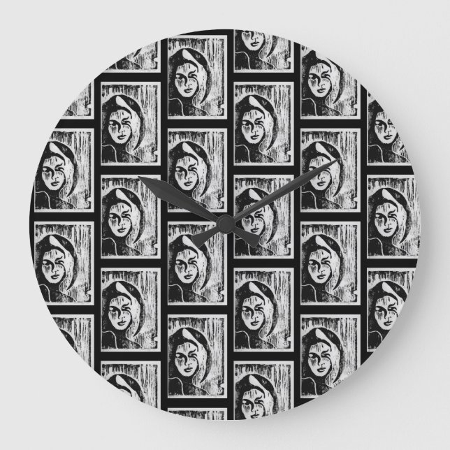 Sci-Fi - fantasy Poe's Lanore and Annabelle Lee    Large Clock (Front)