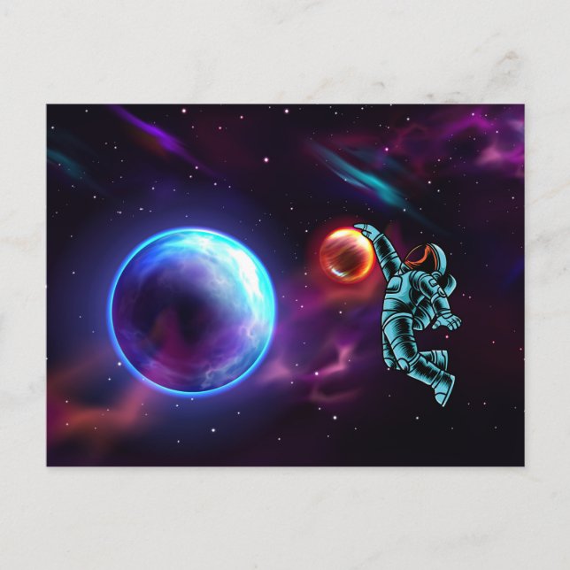 Sci-Fi Fantasy Space Basketball Astronaut   Postca Postcard (Front)